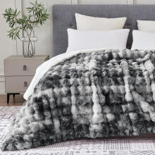 50x60” Ultra-Soft Fuzzy Faux Fur Throw Blanket – Thick Sherpa, Warm & Cozy, Bubble Brown Tie Dye