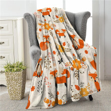 Couvertures mignonnes à motifs renard et fleurs pour enfants, douces et moelleuses, en flanelle, idéales pour le canapé, le lit, les voyages et la