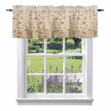 Cantonnière à motif floral naturel aquarelle 54 x 18 po, à fourreau, compatible avec les tringles standard, pour cuisine, chambre, salle de bain,