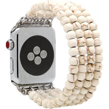 Bracelet élastique à perles compatible avec iWatch 38/40/41/42/44/45/46/49 mm – Bracelet à perles en pierre pour femme