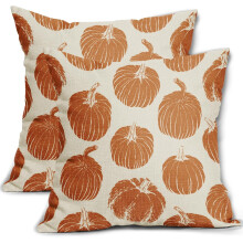 Housses de coussin automnales citrouille orange brûlé 45 x 45 cm, lot de 2, imprimé récolte d'automne, décoration Thanksgiving, style ferme