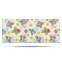 Pioneer Flower Floral badeværelsestæppe, skridsikker mikrofibermåtte med gummibagside, blød 61 x 150 cm gulvmåtte til badekar og bruser