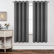 Blackout Curtains 72" L, 2 Panels (52x72", Light Grey), Thermal Insulated, Room Darkening Grommet Drapes for Living Room & Bedroom