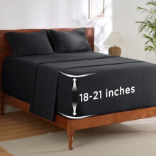 4-teiliges Bettwäscheset mit tiefen Taschen (für Matratzen bis zu 53 cm Höhe), feuchtigkeitsableitend, weich und kühlend, einfacher und sicherer
