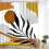 Κουρτίνα μπάνιου Mid-Century Abstract – Καφέ/Πορτοκαλί Boho Sun & Geometric Arch Design, Αδιάβροχο 1
