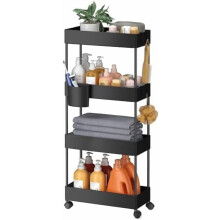 Chariot de rangement à roulettes étroit pour salle de bain, buanderie, cuisine – Optimiseur d'espace, noir, compatible avec PIUC05