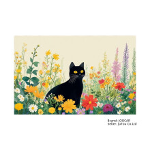Tischsets aus Leinen mit schwarzer Katze im Blumengarten, 4er-Set, 12 x 18 Zoll, für die Tischdekoration in Küche und Haushalt