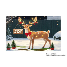 Weihnachtliche Rentier-Tischsets mit Freudenmotiv, 4er-Set, Leinen, 12 x 18 Zoll, für die Tischdekoration in Küche und Zuhause