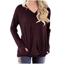 Your Style A1Series Damen Langarmshirt mit V-Ausschnitt, einfarbig, Größe L