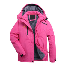 Veste de ski femme épaisse, manteau de neige d'hiver chaud en polaire imperméable, veste coupe-vent à capuche rouge taille L