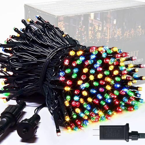 Χριστουγεννιάτικα φωτάκια 8 λειτουργιών 250 LED, πράσινο αδιάβροχο σύρμα 91,5 ποδιών,