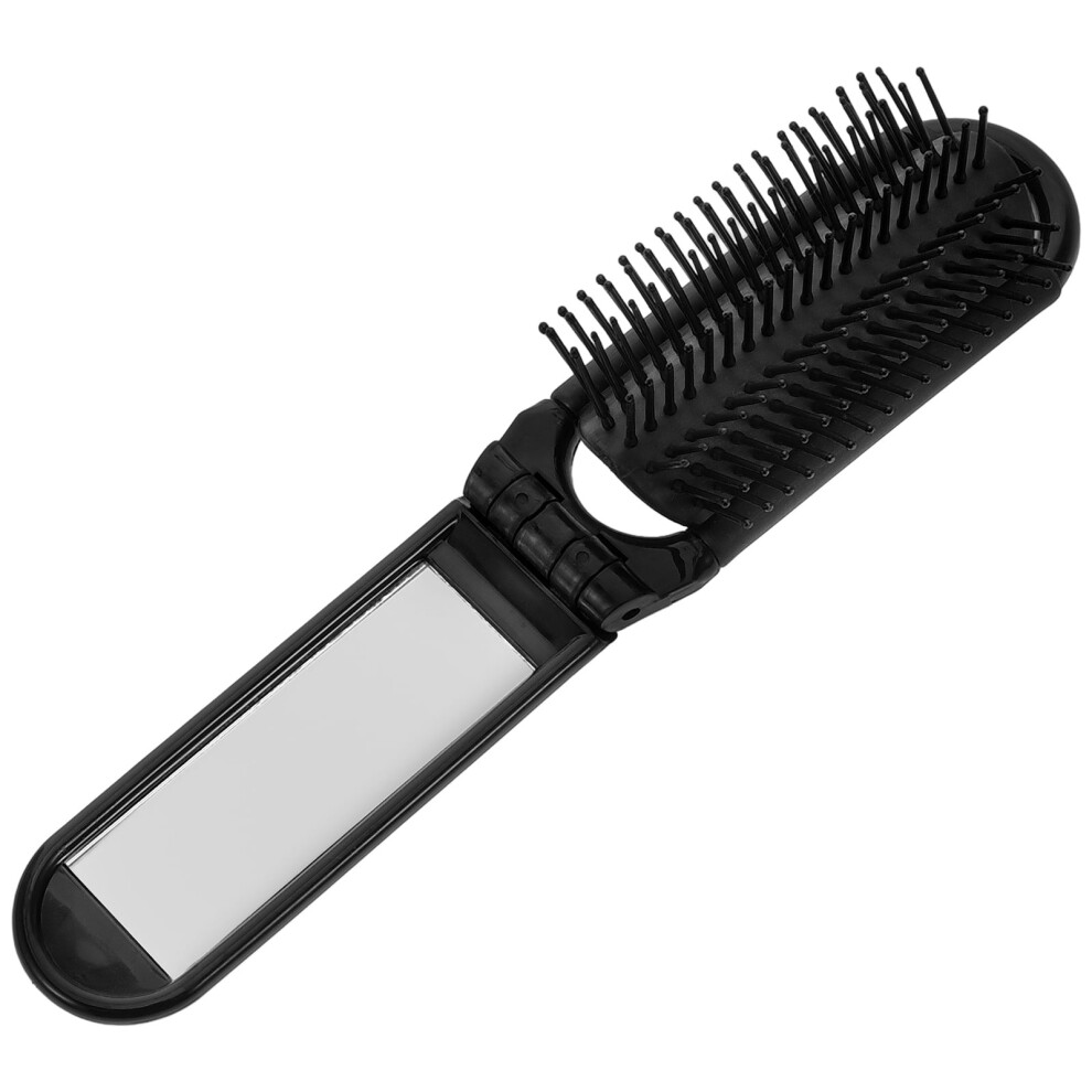 Black Comb Mirror Set Folding Brush With Hair Hairbrush Man Travel