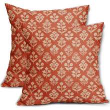 Capas de almofada florais laranja escuro, 56x56 cm, conjunto de 2, estampa vintage em blocos, capas de almofada para área externa estilo fazenda,