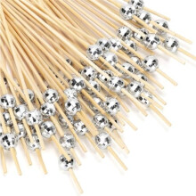 200 palillos para cóctel, palillos decorativos con forma de bola de discoteca para aperitivos.