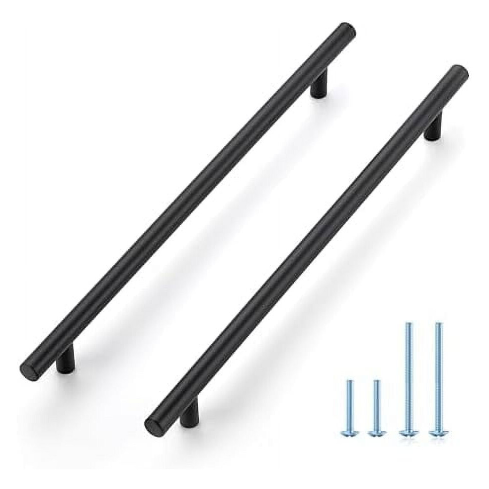 25-Pack 12.5" Matte Black Cabinet Pulls, 10" (256Mm) Hole Center, Stainless Steel Â Compatible With Standard Cabinets 9496895069931