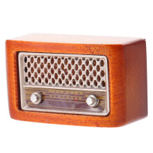 Miniradiomodell i vintagestil för dekoration, liten storlek, passar i miniscener