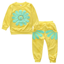 Tacair Gheansaí do Chailíní Culaith Pullover do Pháistí Tacair Chulaith Gheansaí Fómhar agus Geimhridh Tacar 2 phíosa Sunflower do Chailíní
