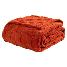 1 Pc Queen Size Flannel Fleece Blanket, Super Soft and Warm Lightweight Checkered Pattern Blankets for All Seasons, 27.6x39.4 Inch, Maple Brown