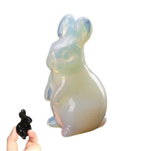 Osterhasenfiguren – Handgeschnitzte Kristallhasenstatuen, Taschengroße Deko zur Stresslinderung, DIY-Frühlingsdeko (Passend zu Osterthemen)