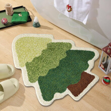 Tapis de Noël – Tapis de bain absorbant, lavable et antidérapant avec motif sapin vert, doux et épais