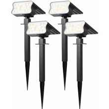 Spots solaires à 60 LED, étanches IP67, 3 modes, allumage/extinction automatique, blanc froid, lot de 4 – Idéaux pour l'extérieur : cour,