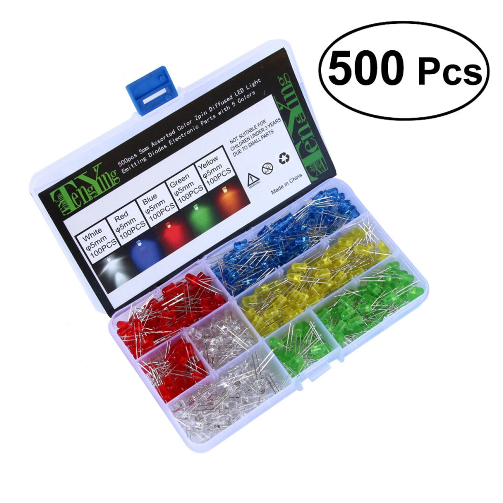 Led Emitting Diodes White Red Blue Green Yellow 5Mm Metal For School Science Experiments 9450273873770