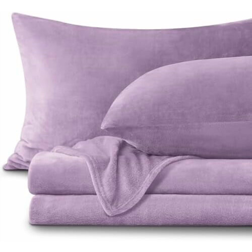 Σεντόνια Flannel Twin Size Lavender - Σετ σεντονιών από εξαιρετικά μαλακό φλις, 3 τεμάχια