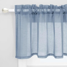 Dusty Slate Blue Slub Semi-Sheer Valance 52"W x 18"L