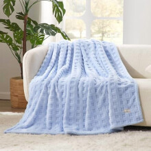 Plaid gaufré ultra doux pour canapé - Léger et confortable pour femme, joli plaid à carreaux pour lit et canapé, bleu clair, 127 x 152 cm