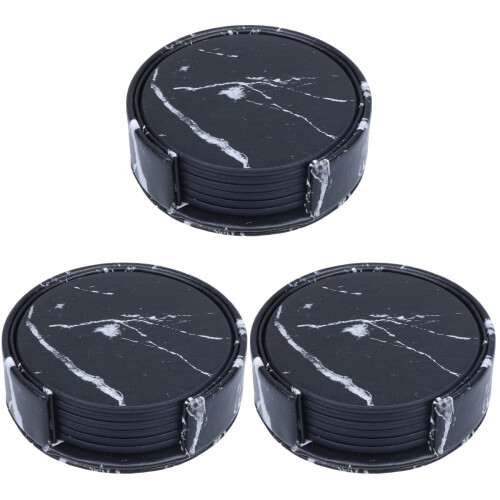3Stk PU Leder Untersetzer Robust Für Alle Getränke 1
