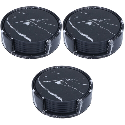 3Stk PU Leder Untersetzer Robust Für Alle Getränke 2