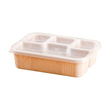Boîte alimentaire jetable en plastique à 4 compartiments avec couvercle, 21,6 x 16,5 cm, plateau-repas compostable, préparation et conservation