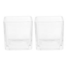 Transparente, quadratische Kerzenhalter für Votivkerzen, ideal für Hochzeiten und als Dekoration für Zuhause (2 Stück) (2,36 x 2,36 x 2,36 Zoll)