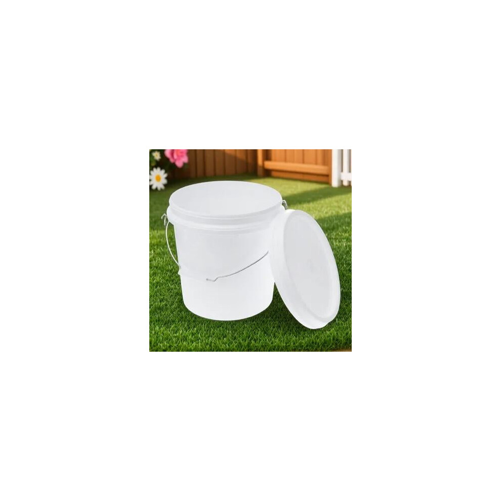 Ounona 3 Gallon Plastic Bucket White Round Pail With Handle Sturdy Multipurpose Storage And Cleaning Container 9450273877440