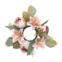 Décoration de Saint-Valentin pour femmes : Couronne de chandeliers en lys artificiel – Décoration d’ambiance pour salon et salle à manger,
