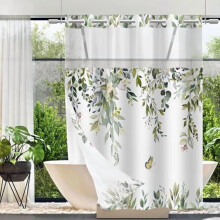 Eucalyptus Floral Shower Curtain Set with Snap-in Liner