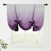 Rideaux occultants violets ombrés à nouer, réglables, isolés thermiquement, obscurcissants, à œillets, style romain ballon, 122 x 86 cm, 1