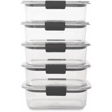 Boîtes de conservation Brilliance sans BPA avec couvercles hermétiques, idéales pour la préparation des repas et les restes, ensemble de 5 (3,2