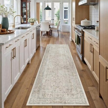 Taupe Runner Rug 2x7 ft Machine Washable Non-Slip Vintage