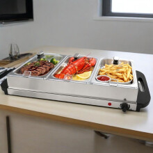 Buffet Server & Food Warmer, Featuring 3 x 2.5QT Ovens with Adjustable Temperature Settings, Ideal for Parties, Banquets & Dinners.