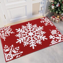 HEBE Christmas Area Rug 2'x3', Non-Slip Farmhouse Red Rug for Living Room, Bedroom, Dining Room – Washable, Soft, Low-Pile Indoor Carpet –