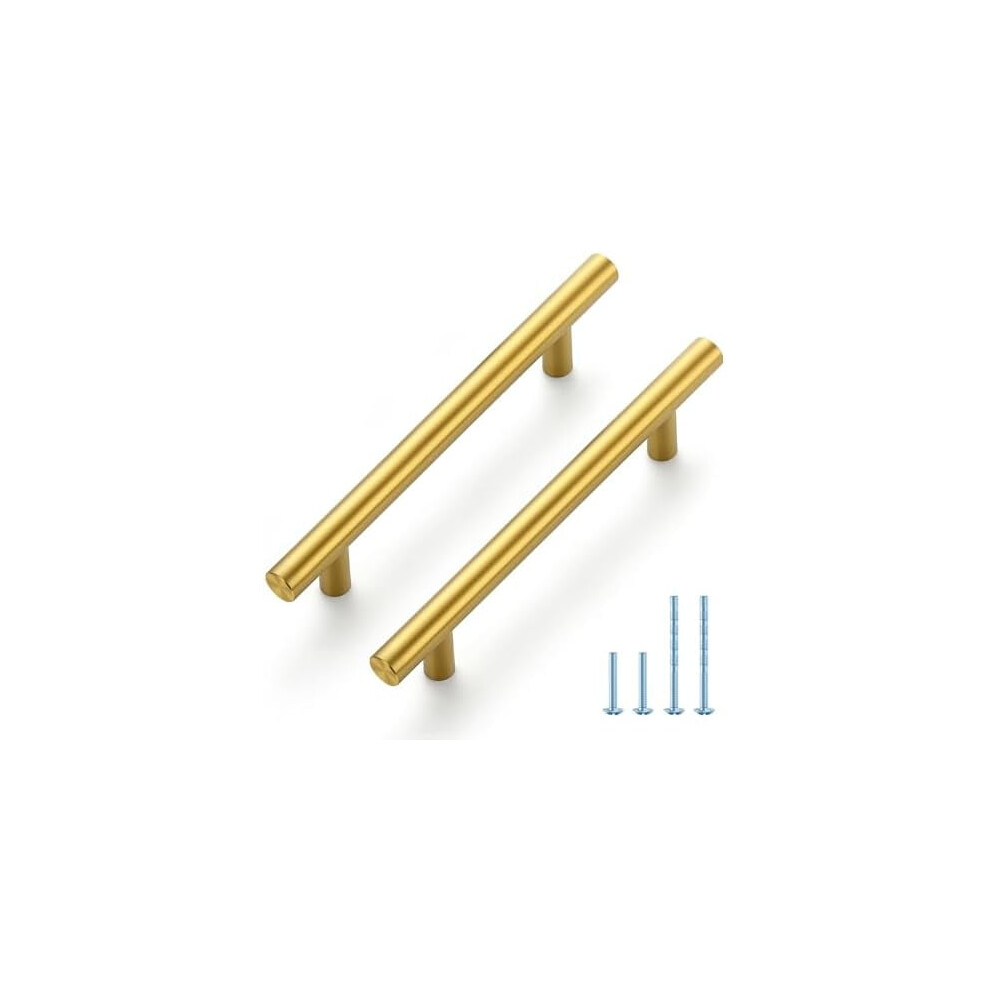 5-Pack 6" Cabinet Pulls, 96Mm Hole Center, Brushed Brass & Stainless Steel, Compatible With Standard Cabinets 9329345082405
