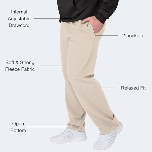 Hanes Men Athletic Lounge Pants+Pockets (m) Sand 2