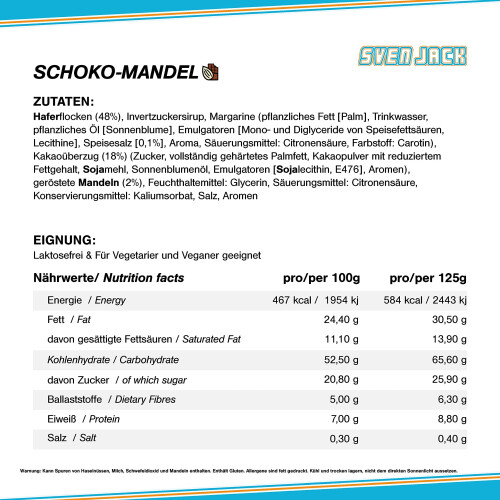 SvenJack Oat Bar Chocolate Almond 24X125g 1