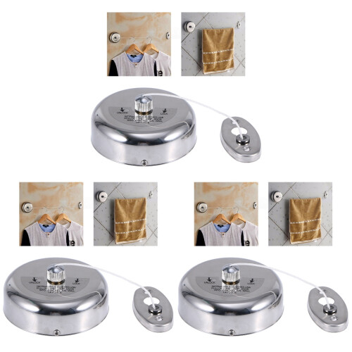 3Pcs Indoor Retractable Clothes Line Stainless Steel Multi-Use Laundry 1