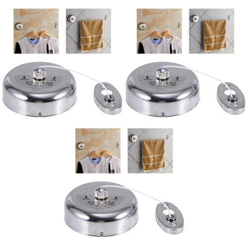3Pcs Indoor Retractable Clothes Line Stainless Steel Multi-Use Laundry 2