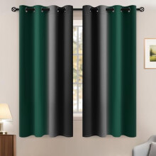 Blackout Ombre Curtains Green & Black, 52" x 84", 2 Panels