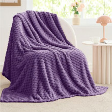 Fleece Throw Blanket 50x60in – 3D Jacquard Purple, Super Soft & Cozy, All-Season Warm Blanket for Couch & Bed