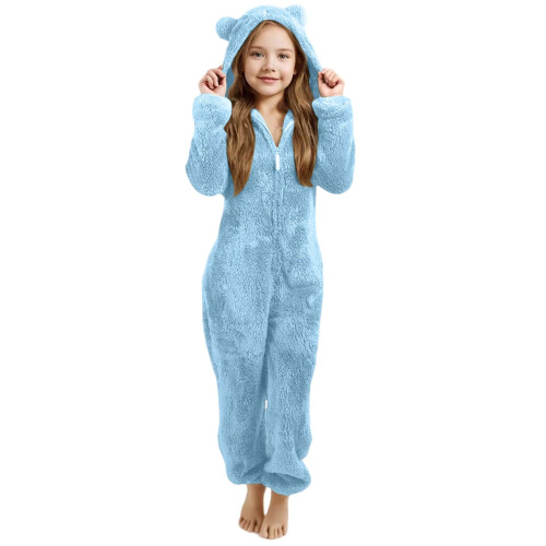 Fleece-hettegenser for barn med 3D-bjørneører – One Piece 1