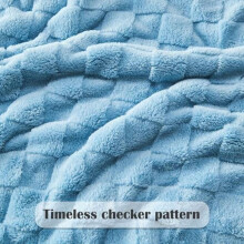 Flannel Fleece Throw Blanket King Size Blue Checkered
